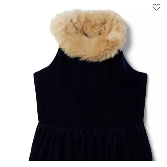 Janie and Jack 100044311 Navy Velvet Faux Fur Collar Jumpsuit NWT size 18-24 mon - Picture 3 of 10
